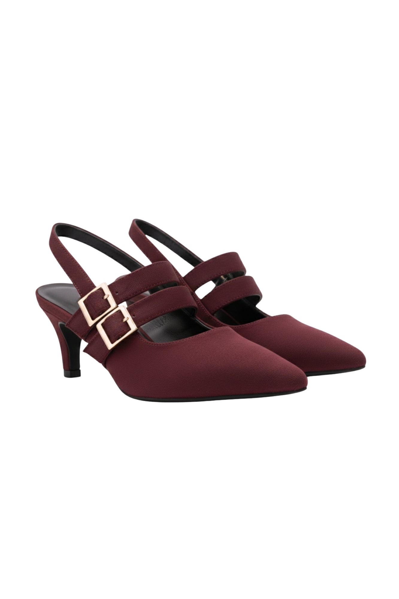 DOUBLE BUCKLE STILETTOS - WINE