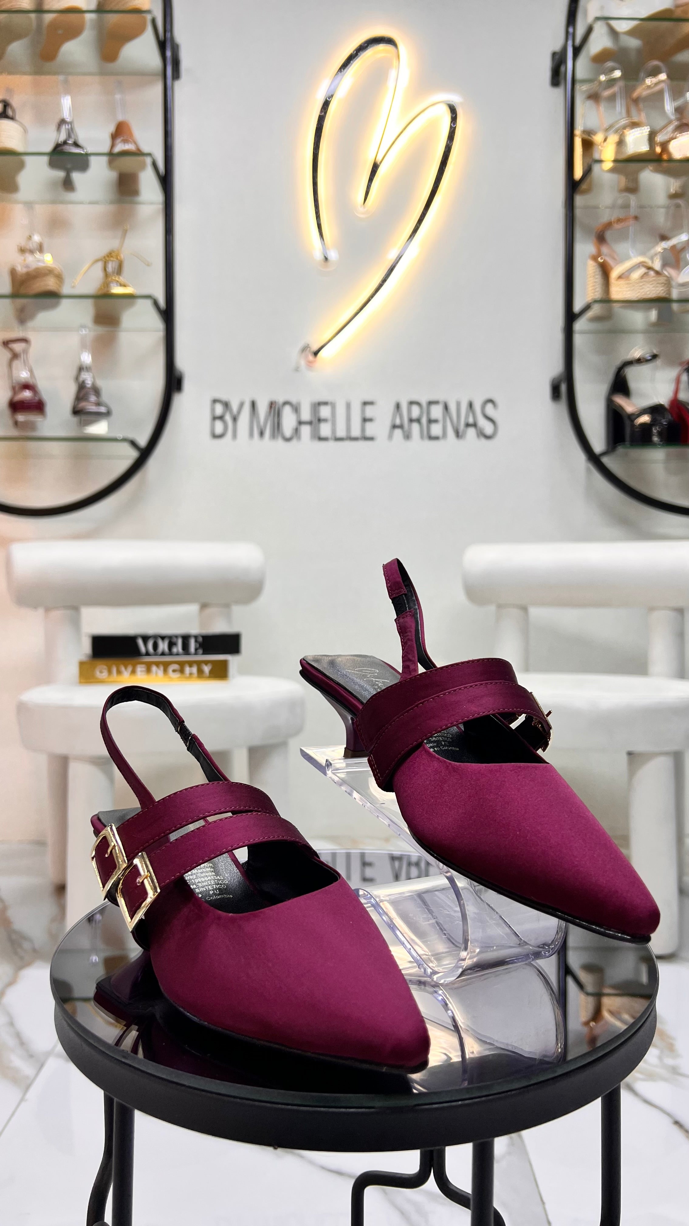 DOUBLE BUCKLE STILETTOS - WINE