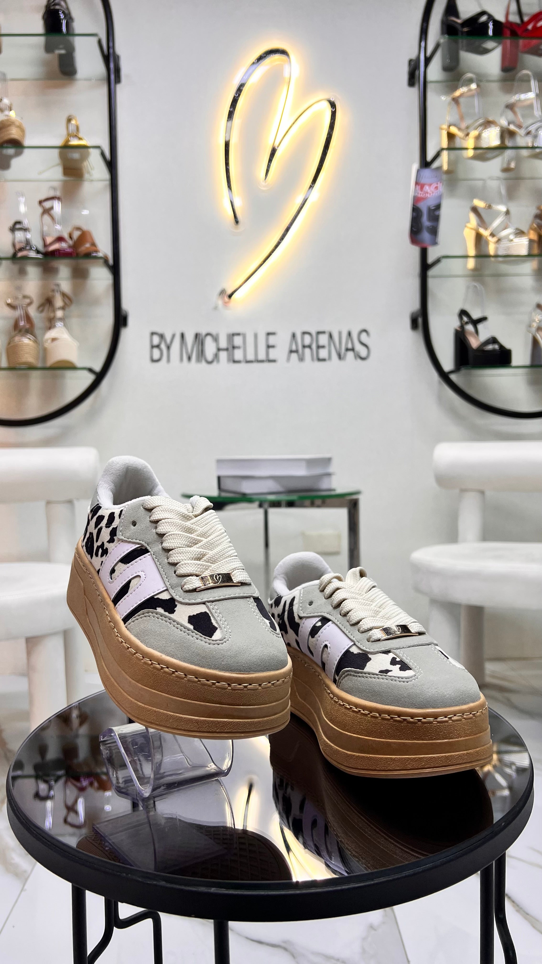 SAM SNEAKERS - GREY ANIMAL PRINT