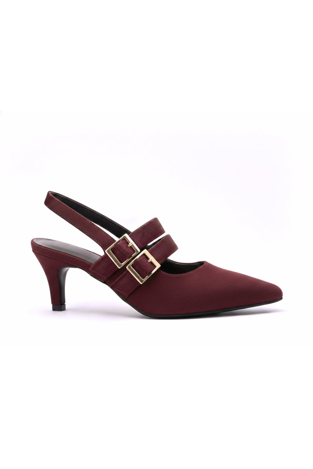 DOUBLE BUCKLE STILETTOS - WINE